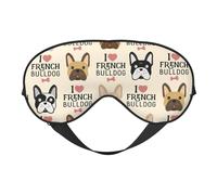 I Love Masque pour les yeux polyvalent avec imprimé bouledogue français Couverture complète Aide au sommeil Léger Respirant Voyage Camping