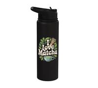 I Love Matcha Fouet Feuilles Art Stainless Steel Insulated Water Bottle