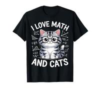 I Love Math and Cats Adorable chat ringard T-Shirt