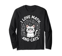 I Love Math and Cats Chat Nerd Prof Maths Cadeau Manche Longue