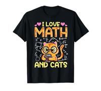 I Love Math And Cats Funny Cat Humour Student Teacher Design T-Shirt