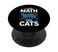 I Love Math and Cats Funny Teacher Student Kitten Nerd Style PopSockets PopGrip Adhésif