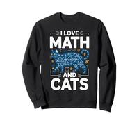 I Love Math and Cats Funny Teacher Student Kitten Nerd Style Sweatshirt