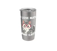 I Love Math And Cats Mathématiques Chat Amoureux des mathématiques Étudiant Nerd Gobelet isotherme en acier inoxydable double paroi