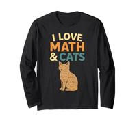 I Love Math and Cats Nerdy STEM Équation du propriétaire des chats Manche Longue