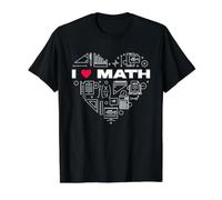 I Love Math - Cœur des icônes mathématiques Enseignants étudiants T-Shirt Graphique avec Valeur, Homme, Noir, XL