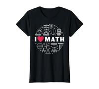 I Love Math - I Heart Mathematics pour Les Enseignants et Les étudiants T-Shirt Graphique avec Valeur, Femme, Noir, XS