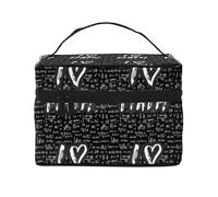 I Love Math Trousse de maquillage mignonne pour femme, trousse de toilette, grande trousse de maquillage de voyage
