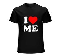 I Love Me Red Heart Myself T-Shirt Mens Tee Black XL