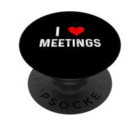 I Love Meetings - Cœur - Appel vidéo du gestionnaire de Travail du Chef de Travail PopSockets PopGrip Adhésif