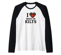 I Love Men in Kilts Kilts Kilt Scottish IrishTartan Plaid Cœur Manche Raglan
