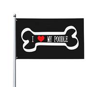 I Love Mes Caniches Drapeaux Résistant Drapeaux De Maison Double Face Bannières 90X150Cm Pour Chambres Fêtes Clubs