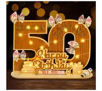 I LOVE MOM 50e anniversaire pour homme et femme - Support de plaque en bois de qualité supérieure personnalisable - Livre d'or en bois avec gravure et signature - Décoration d'anniversaire