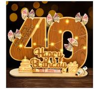 I LOVE MOM Cadeau original pour 40e anniversaire pour adultes - Livre d'or personnalisé en bois - Plaque en bois - Décoration élégante pour anniversaire - Signature individuelle