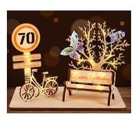 I LOVE MOM Décoration en bois pour cadeau d'anniversaire, de vélo, arbre tridimensionnel, banc et chiffres décoratifs pour cadeaux, mariages, fêtes, anniversaires, jubilés (GYY-70)