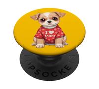 I Love Mom Dog Lover Shih Tzu Style Chiot Mix Race Fun PopSockets PopGrip Adhésif