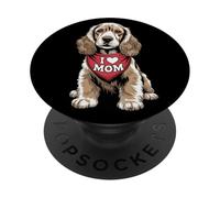 I Love Mom English Cocker Spaniel Lover Dog Fête des Mères PopSockets PopGrip Adhésif