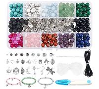 I LOVE MOM Kit de Perle Pierre Naturelle 8mm pour Bijoux de Kit Perles pour Bracelet,Pierre de Lave perles naturelles, und Ferrures Métalliques