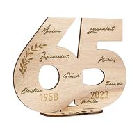 I LOVE MOM Livre d'or en Bois Bricolage,65 Ans Bois Decoration,Livre d'or en Bois Numéro pour Cadeaux,Mariages,Fêtes,Anniversaires