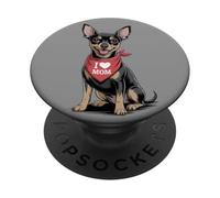 I Love Mom Miniature Pinscher Lover Dog Fête des Mères PopSockets PopGrip Adhésif