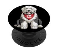 I Love Mom Old English Sheepdog Lover Dog Lover Dog Fête des Mères PopSockets PopGrip Adhésif