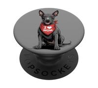 I Love Mom Xoloitzcuintli Lover Dog Fête des Mères PopSockets PopGrip Adhésif