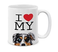I Love Mon Berger Australien Merle Aussie Tasse À Café Porcelaine Tasses Avec Poignée Tasse 330Ml Pour Petit Déjeuner Chocolat Chaud Lait