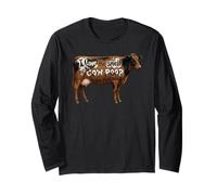I Love Morning Cow Poop Smell Funny Farmer Rancher Cow Lover Manche Longue