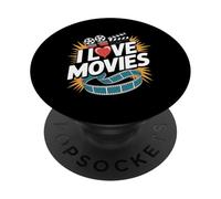 I Love Movies Heart Cinema Amateur PopSockets PopGrip Adhésif