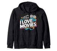 I Love Movies Popcorn Flicks Reel Cinema Sweat à Capuche