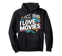I Love Movies Popcorn Flicks Reel Cinema Sweat à Capuche