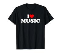 I Love Music T-Shirt Graphique avec Valeur, Homme, Noir, M