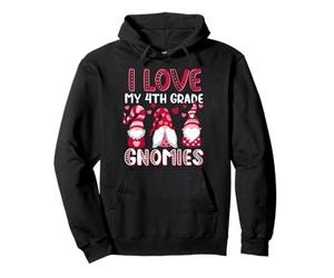 I Love My 4th Grade Gnomies Professeur de Saint-Valentin Sweat à Capuche
