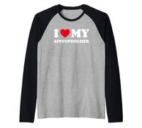 I Love My Affenpinscher Chien Coeur Diablotin Moustachu Manche Raglan