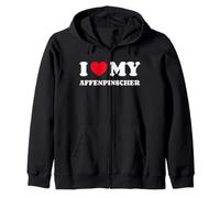I Love My Affenpinscher Chien Coeur Diablotin Moustachu Sweat à Capuche