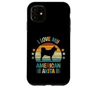 I Love My American Akita Silhouette de Chien rétro Vintage Coque pour iPhone 11