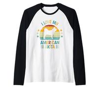 I Love My American Akita Silhouette de Chien rétro Vintage Manche Raglan