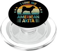 I Love My American Akita Silhouette de Chien rétro Vintage PopSockets PopGrip pour MagSafe