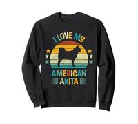 I Love My American Akita Silhouette de Chien rétro Vintage Sweatshirt