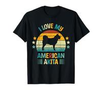 I Love My American Akita Silhouette de Chien rétro Vintage T-Shirt