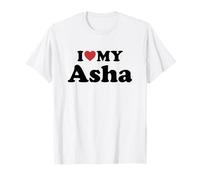 I Love My Asha Prénom Assorti Couple T-Shirt