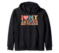 I Love My Autistic Boyfriend Couples Petite Amie Autisme Sweat à Capuche