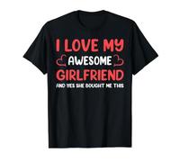I Love My Awesome Girlfriend and Yes She Bought Me This T-Shirt Graphique avec Valeur, Homme, Noir, L