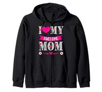 I Love My Awesome Mom Cute Pink Heart Mother's Day Sweat à Capuche