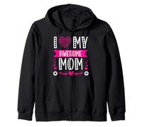 I Love My Awesome Mom Cute Pink Heart Mother's Day Sweat à Capuche