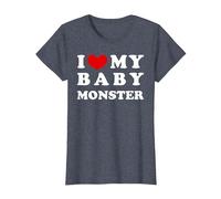I Love My Baby Monster, J'aime Mon bébé Monstre T-Shirt, Femme, Bleu Chiné, S