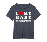 I Love My Baby Monster, J'aime Mon bébé Monstre T-Shirt, Femme Grandes Tailles, Bleu Chiné, 1X