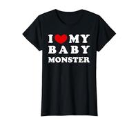 I Love My Baby Monster, J'aime Mon bébé Monstre T-Shirt, Femme, Noir, S