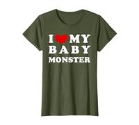 I Love My Baby Monster, J'aime Mon bébé Monstre T-Shirt, Femme, Olive, S