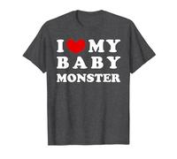 I Love My Baby Monster, J'aime Mon bébé Monstre T-Shirt, Homme, Chiné Foncé, S